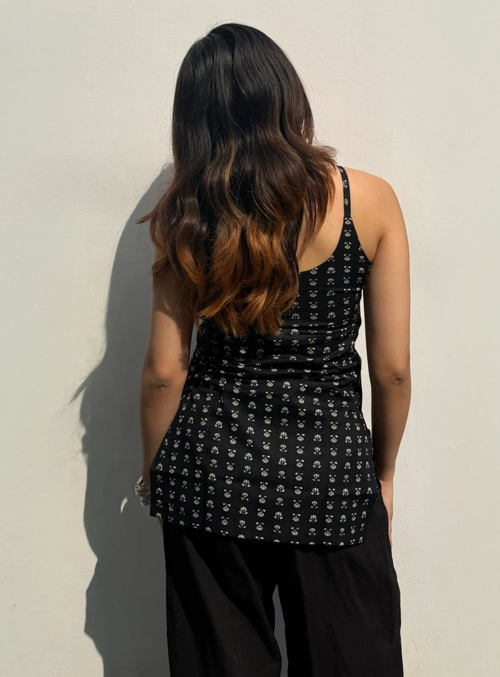 Classy Black Printed Sleevless Kurti