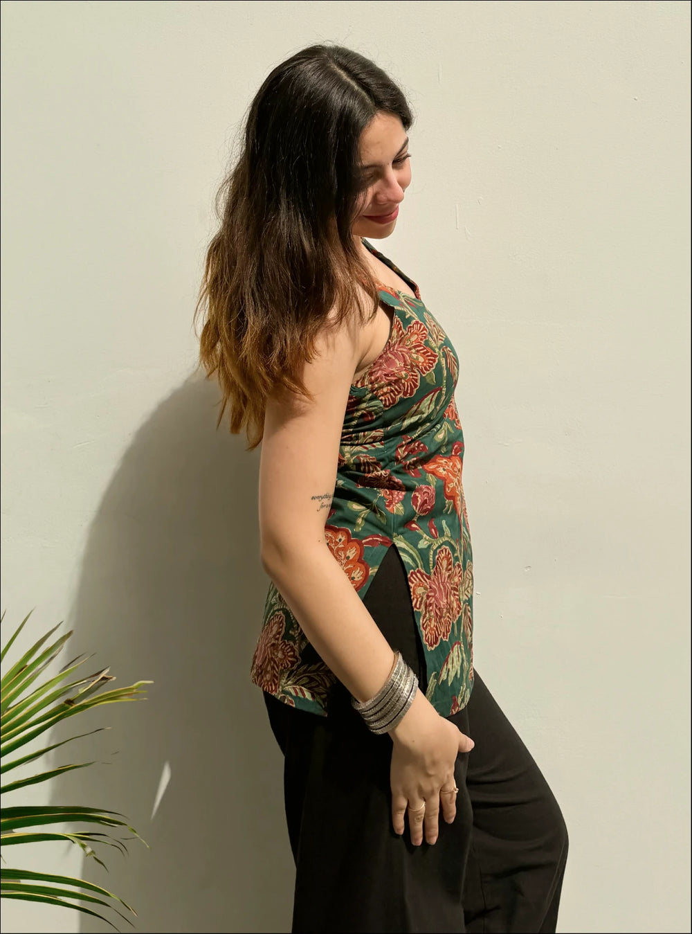 Bestselling Dark Green  Halter Neck Sleevless Kurti