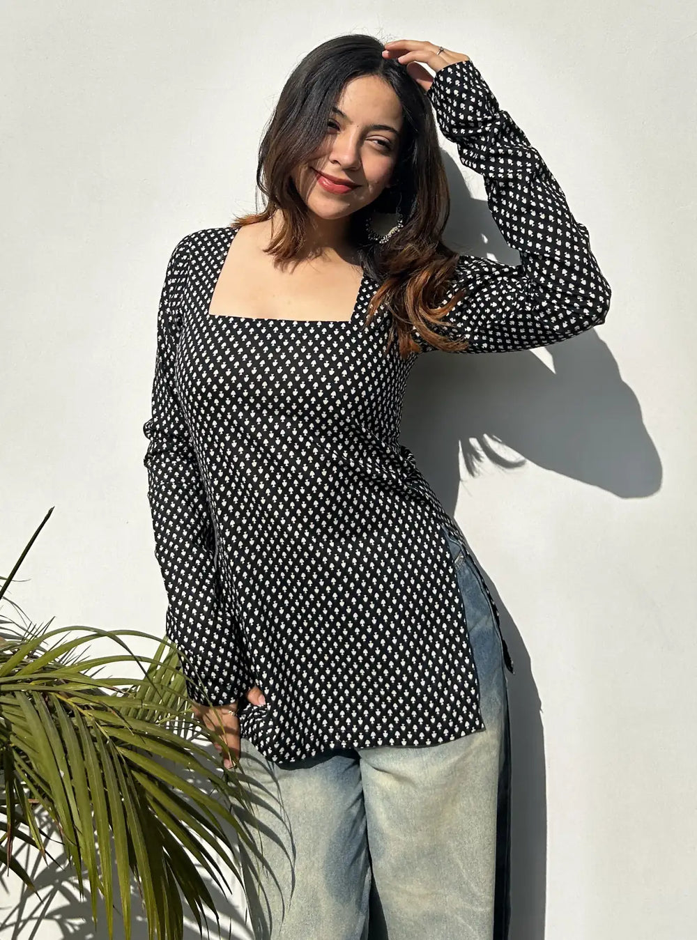 Classy Black Square Neck Kurti
