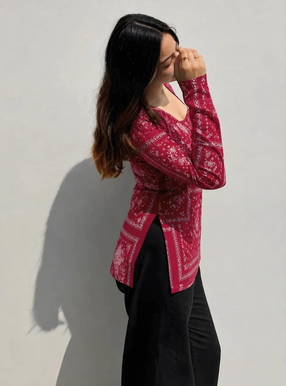 Trendy Square Neck Full Sleevs kurti