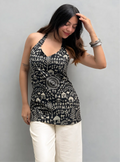Trendy Black Halter Neck Sleevless Kurti