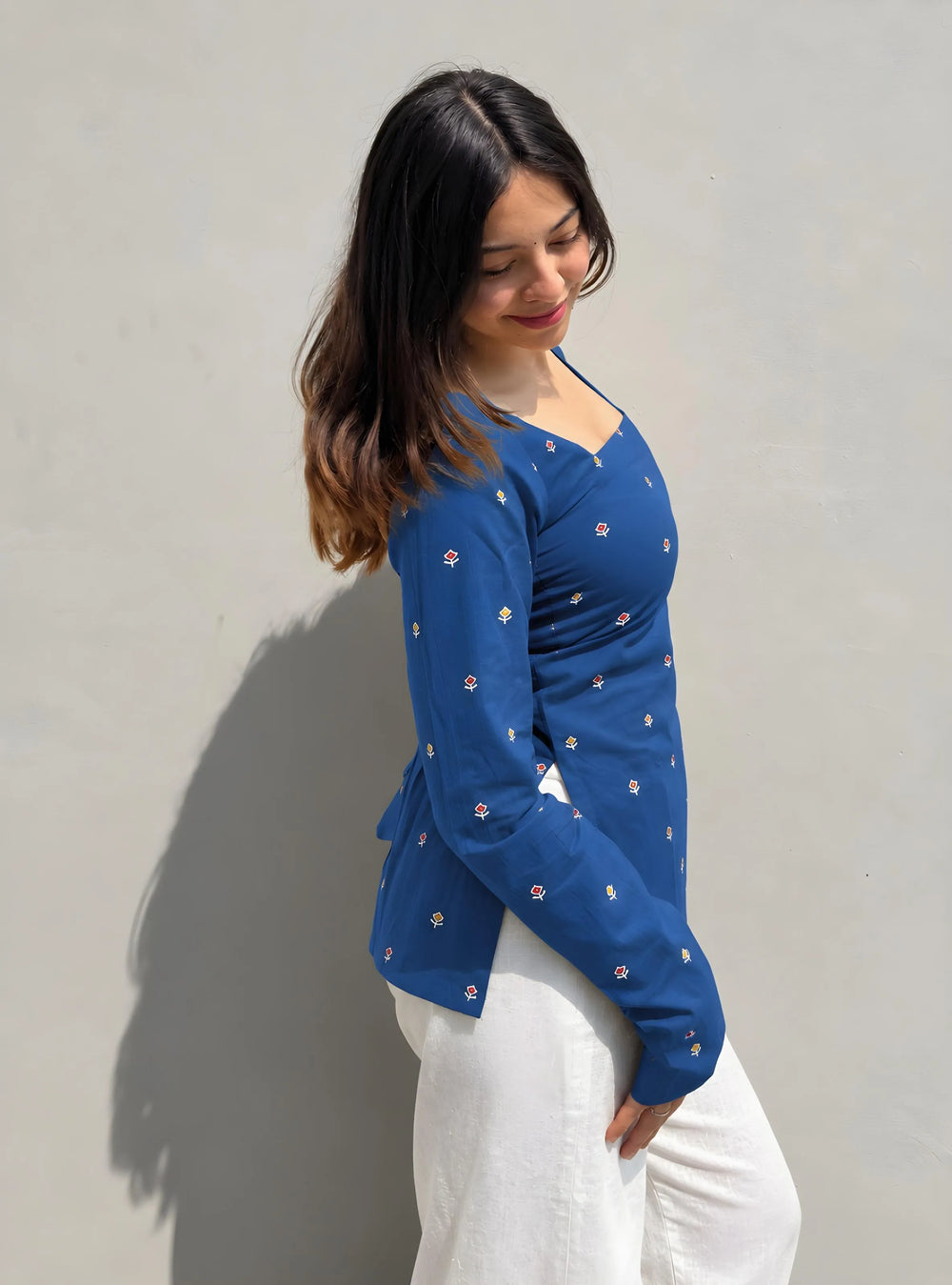 Trending Blue Square Neck Corset Back Kurti