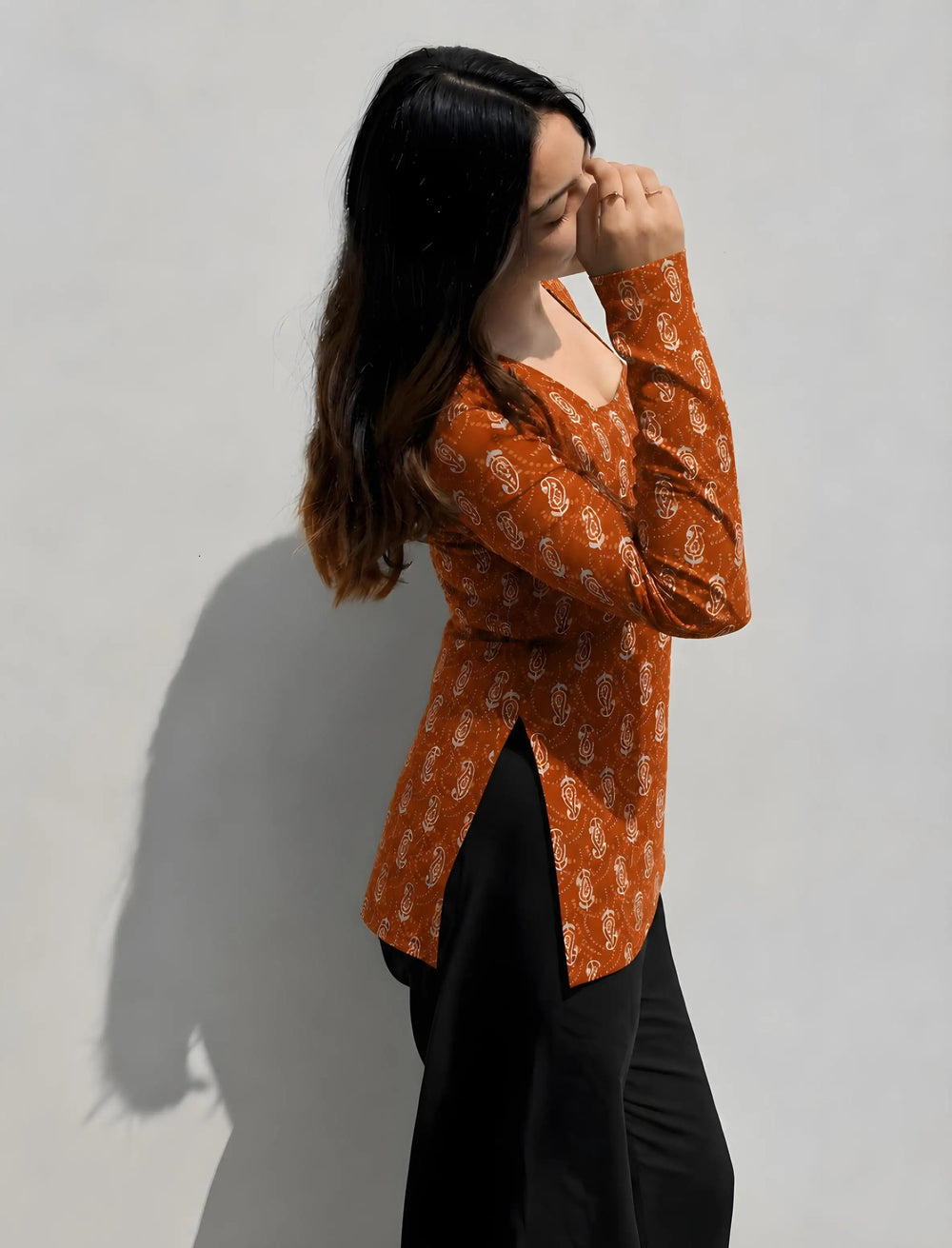 Trendy Square Neck Full Sleevs Kurti