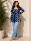 Navy Blue Printed Short Kurti