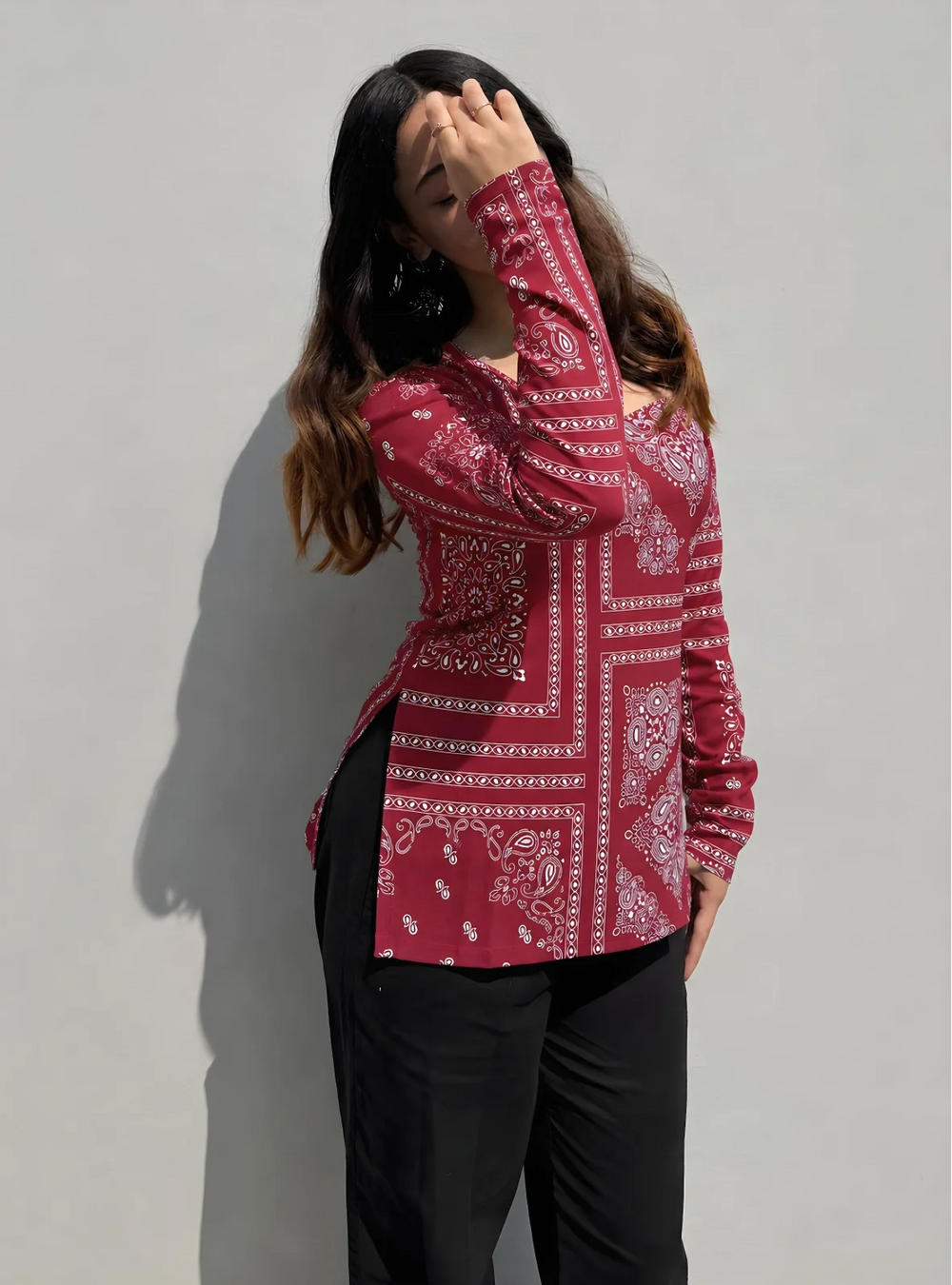 Trendy Square Neck Full Sleevs kurti