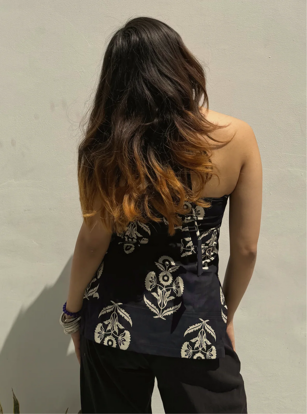 Classy Black Printed  Halter Neck Sleevless Kurti