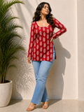 Red Printed Short Kurti