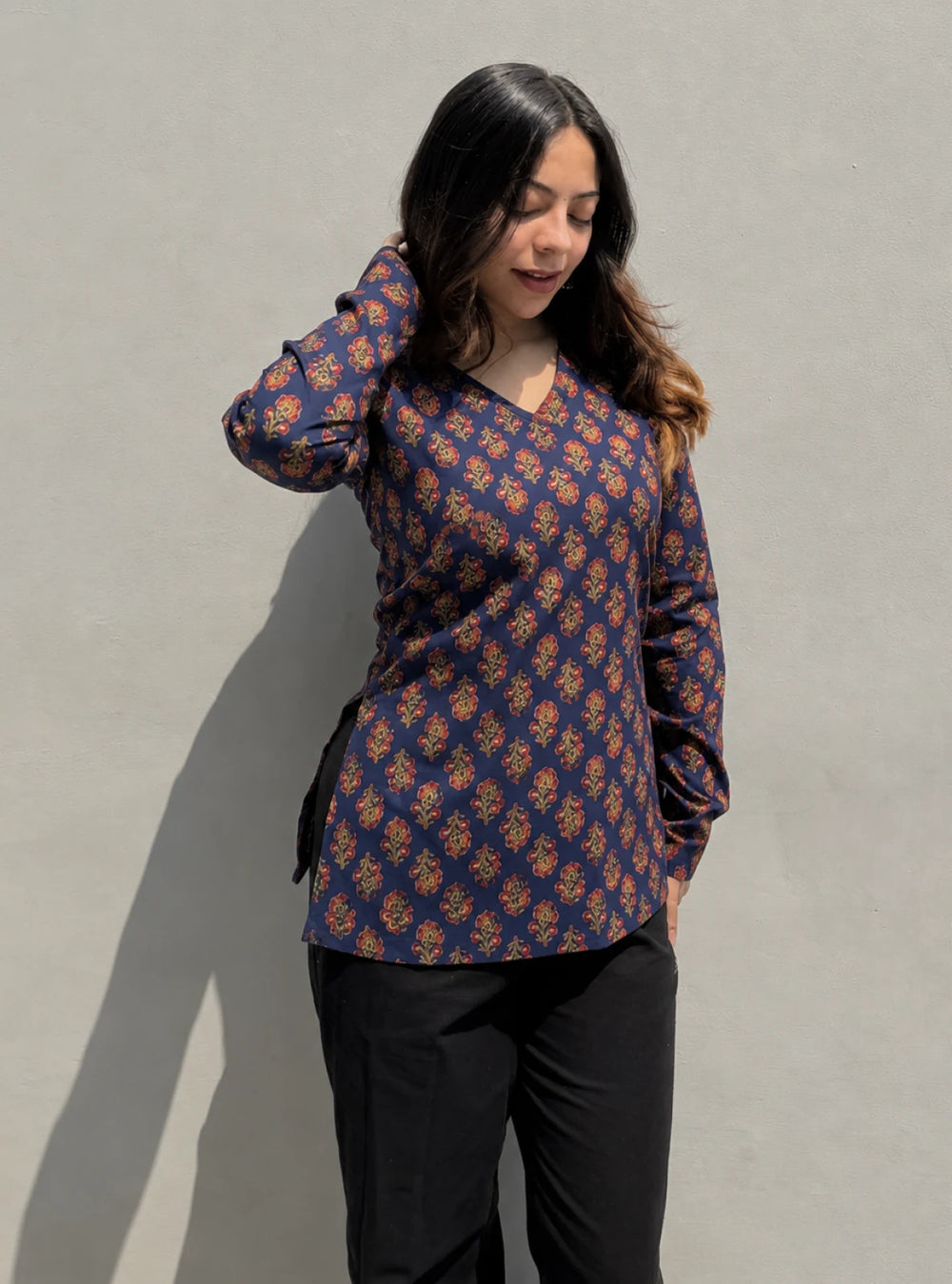 Classy Printed Full Sleevs kurti
