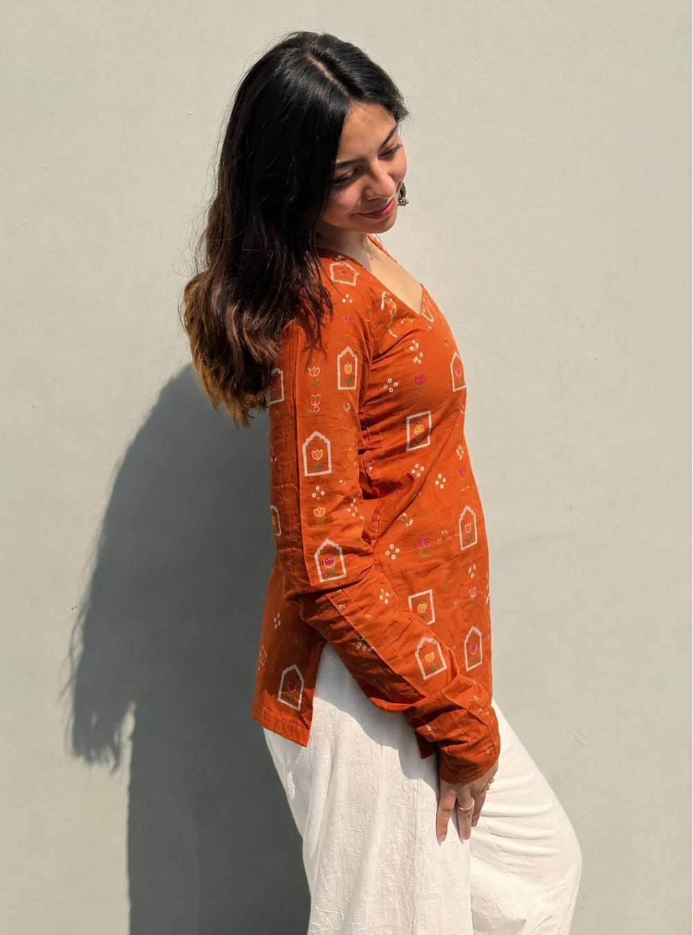 Classy Square Neck Corset Back Full Sleevs Kurti