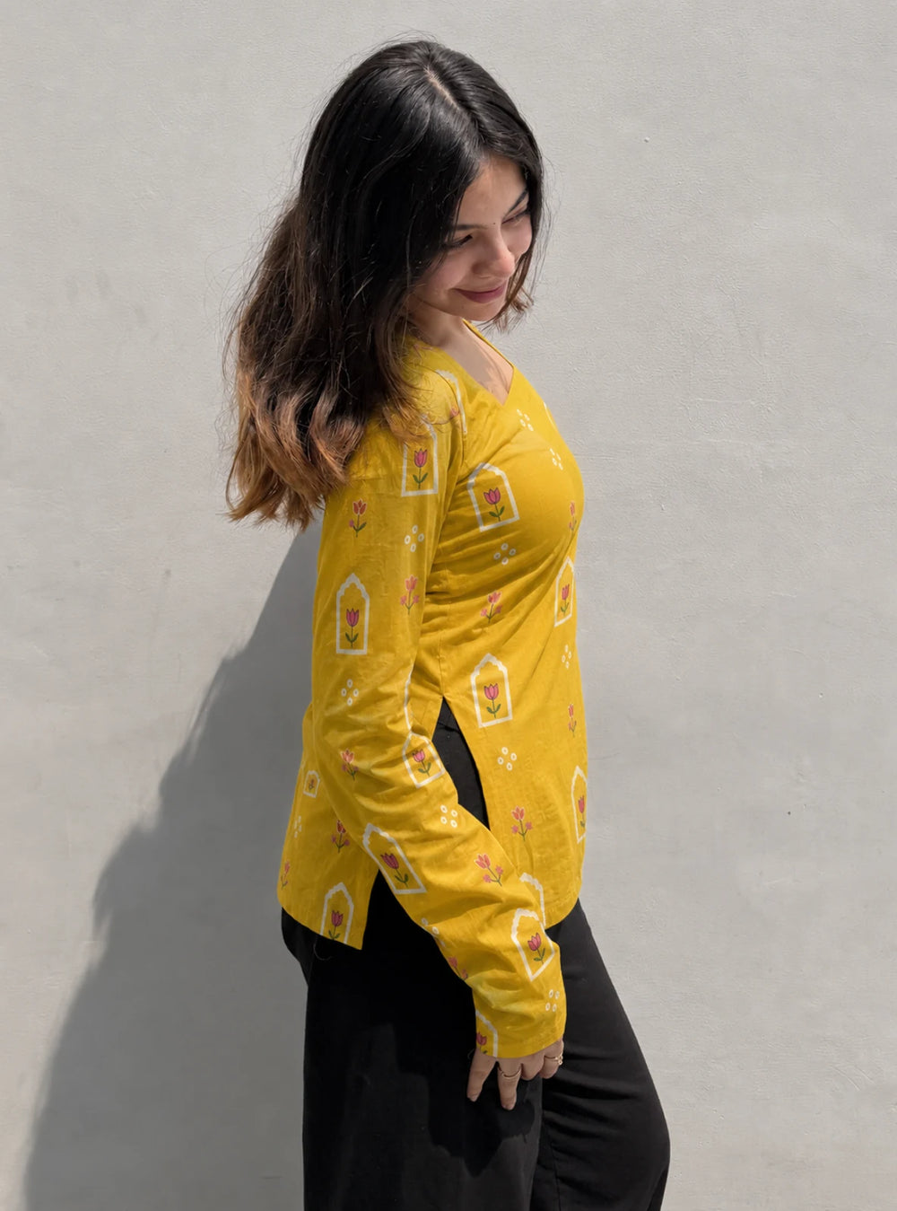 Sunshine Square Neck Corset Back Full Sleevs Kurti