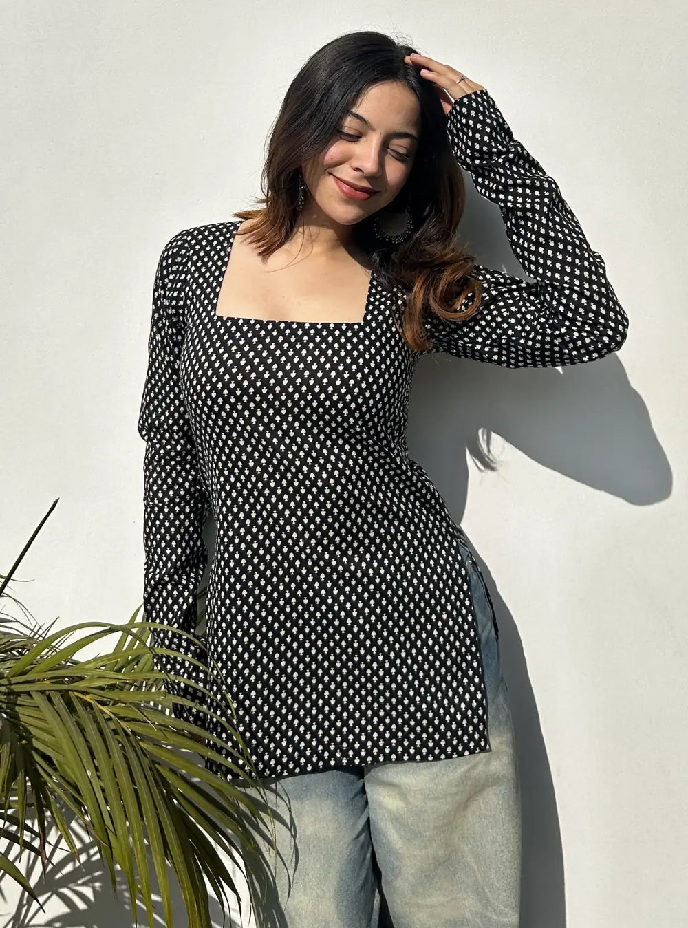 Classy Black Square Neck Kurti