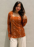 Classy Square Neck Corset Back Full Sleevs Kurti