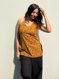 Dim Yellow  Halter Neck Sleevless Kurti
