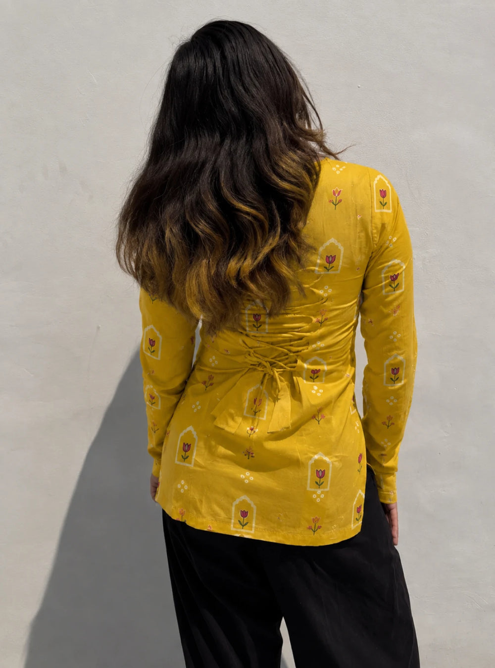Sunshine Square Neck Corset Back Full Sleevs Kurti
