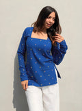 Trending Blue Square Neck Corset Back Kurti