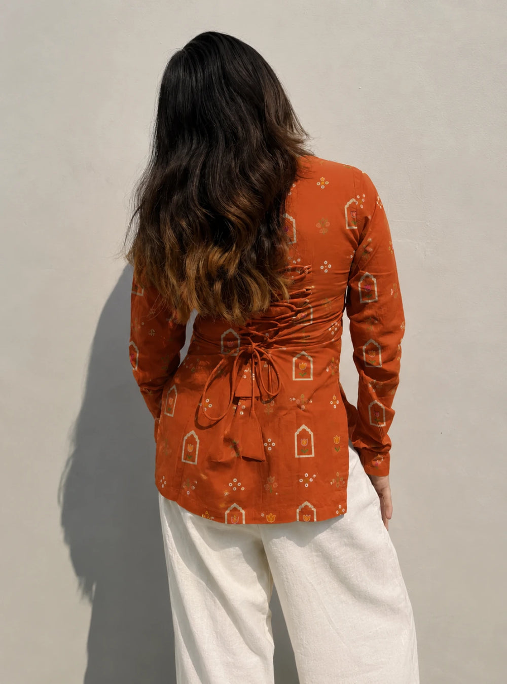 Classy Square Neck Corset Back Full Sleevs Kurti